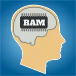 RAM स्मृति के रूप में मानव मस्तिष्क के वेक्टर चित्रण