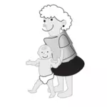 الأم تحمل صورة متجه الطفل