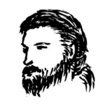 Homme poil long avec des graphiques vectoriels barbe