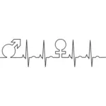 Mannelijke en vrouwelijke symbolen met EKG