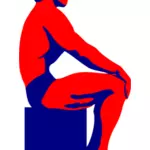 Illustration vectorielle d'assis homme bodybuilder rouge et bleu