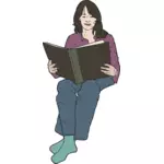 女性の読書のベクトル画像