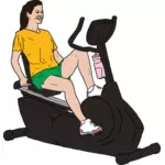 Gráficos vectoriales de mujer haciendo ejercicio en bicicleta reclinada
