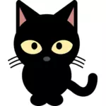 Vektor Klipart kotě černé karikatury