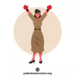 Bizneswoman w czerwonych rękawicach bokserskich