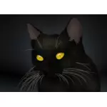Vektori clipart musta kissa keltaisilla silmillä