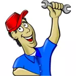 Clipart vectoriels de mécanicien avec un bonnet rouge