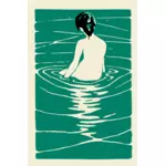 Gambar wanita mandi di air panas vektor