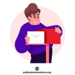 De mens verstuurt een envelop