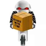 Robot livrare cutie cu obiecte fragile vector illustration