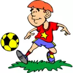 Comique garçon jouant image vectorielle de football