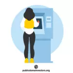 Femeie care folosește un bancomat