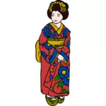 Vrouw in Kimono Vector kunst